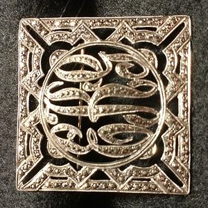 Sterling and marcasite square brooch